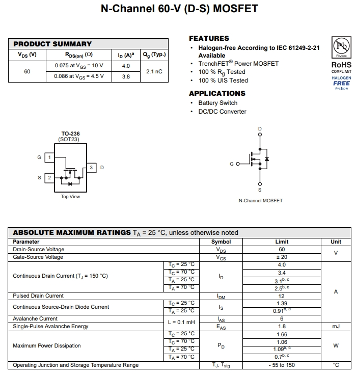 SI2308DS-T1-GE3参数