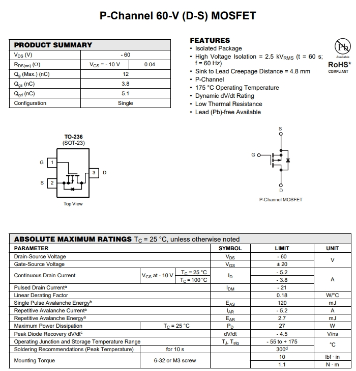 SI2309DS-T1-GE3参数